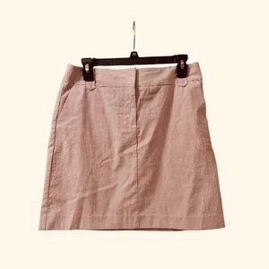 ANN TAYLOR LOFT Red & White Stripes Lined Seersucker Skirt Size 4 Classic Style